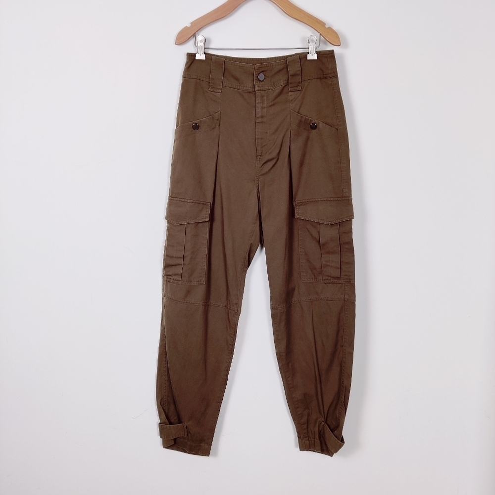 MNG Cargo Tencel-Blend Tapered Pants Size XS Military Green Fall Gorpcore Cargo